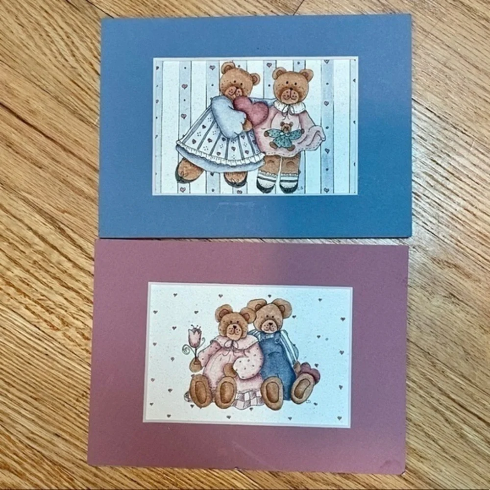 Y2K Vintage! Two Hand Painted Artwork Matted Signed By Artist